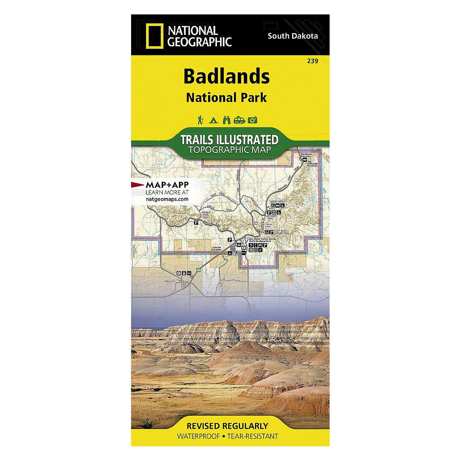 Badlands National Park Trail Map Trails Illustrated Topographic Map