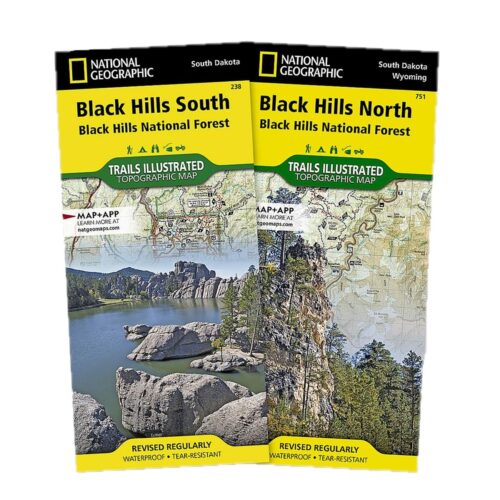 Two yellow map covers. Black Hills South and Black Hills North.