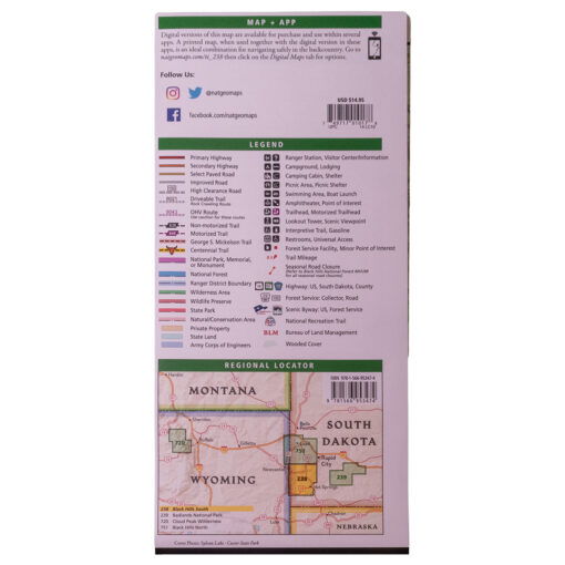 Rear panel of the Trails Illustrated National Geographic Topographical Map of the Black HIlls