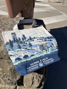 Blue and white canvas bag