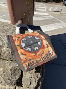 Orange and black canvas bag