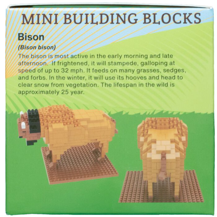 Side panel of bison mini building block set box