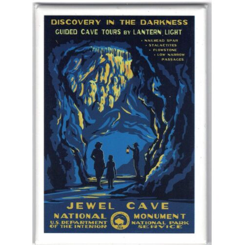 Jewel Cave National Monument WPA-style lantern-tour magnet by Ranger Doug