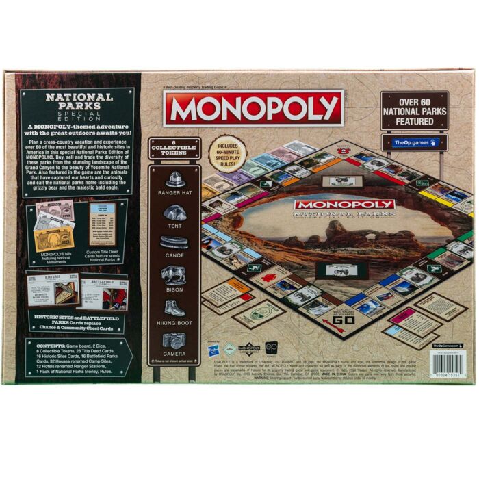 National Park Monopoly Back Box Cover