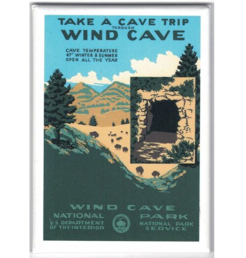 Wind Cave National Park WPA-style poster-art magnet by Ranger Doug