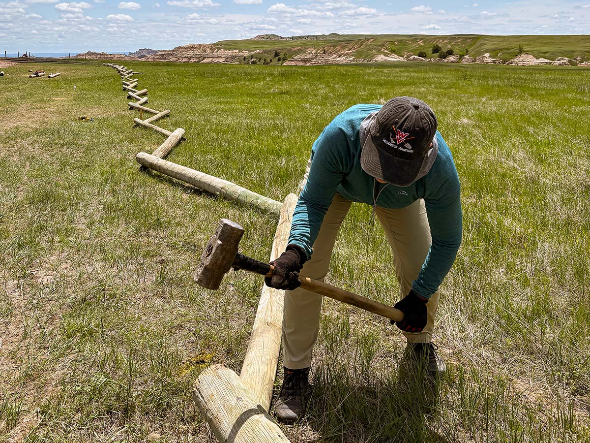 Volunteers install fencing at Pinnacles dispersed camping area