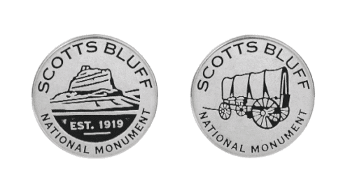 Scotts Bluff National Monument collectible token, both sides