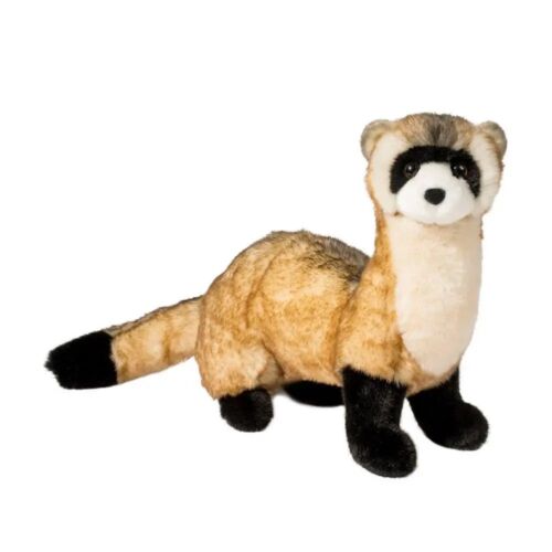Douglas Vince black-footed ferret plush with a black face mask and dark legs