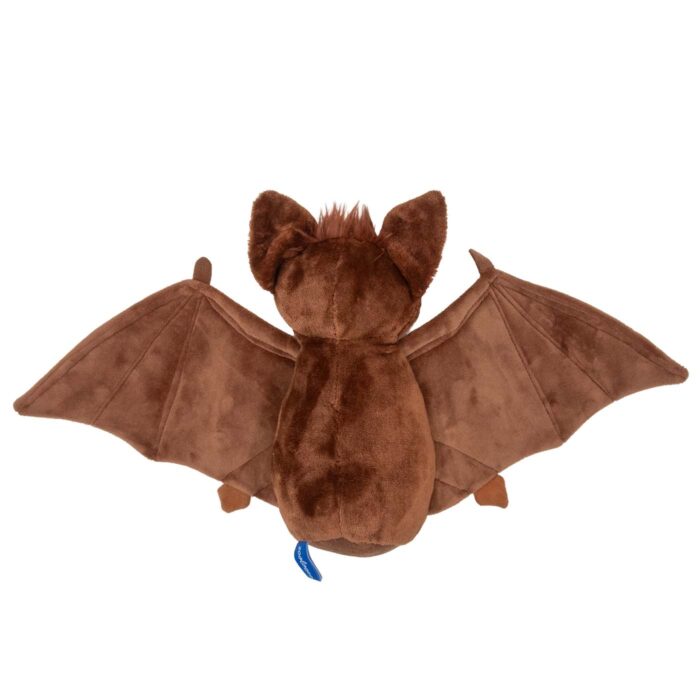 Back view of the Adopt-A-Bat 12-inch brown plush with its wings spread.