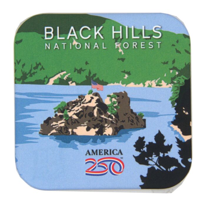 America 250 Black Hills National Forest magnet, front showing Pactola and Flag Rock