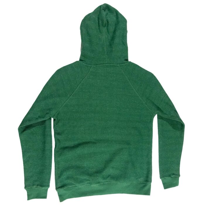 Back of the heather green Jewel Cave National Monument pullover hoodie, plain with a hood