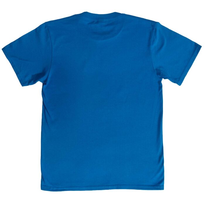 Back of the bright blue Jewel Cave youth t-shirt, plain with no print