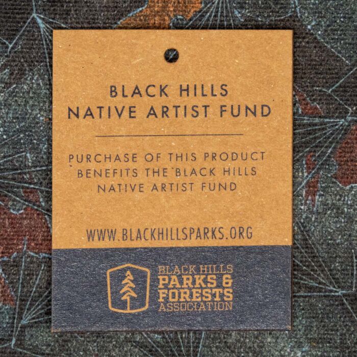 Back of the hang tag with the Black Hills Native Artist Fund and BHPFA logos