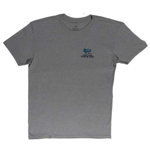 Wind Cave National Park bison and bridge t-shirt, heather grey, full front with left-chest bison print