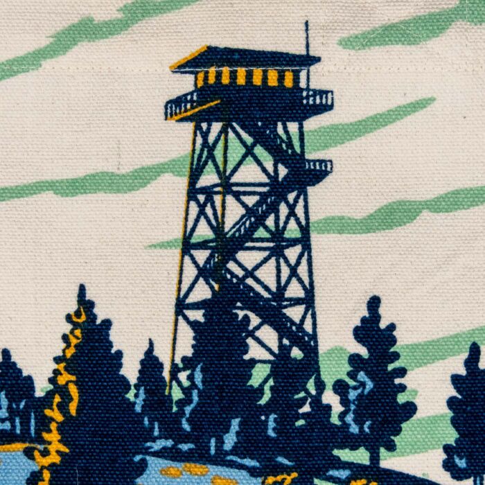 Close-up of fire lookout tower printed on the Wind Cave canvas tote bag
