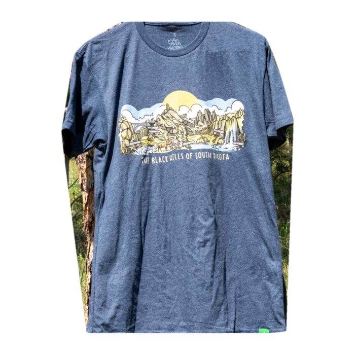 Black Hills of South Dakota Panorama T-Shirt hanging on a ponderosa pine in the Black Hills National Forest