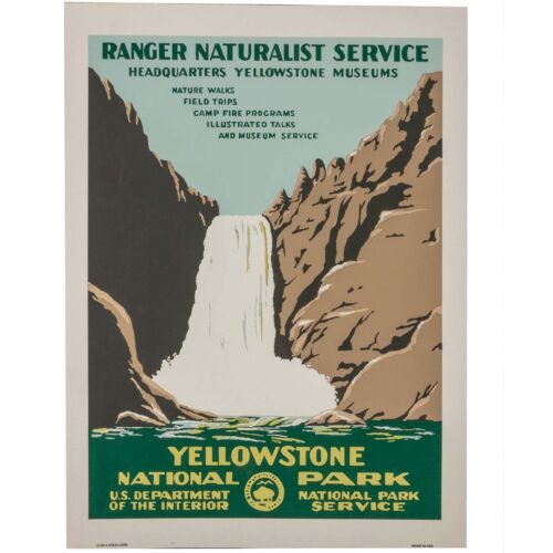 Yellowstone Falls WPA poster, 2014 edition, green and sage colorway