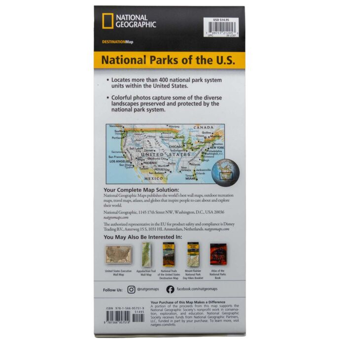 National Parks of the United States wall map by National Geographic, back view
