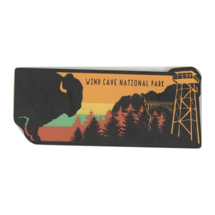 Wind Cave Fire Tower bison magnet shown at an angle